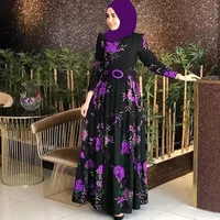 Robe Hijab à Fleurs pour Femmes Musulmanes, Tenue Imprimée Vintage, Dubaï, Turquie, Islam Arabe, Caftan, Maroc, ix 2