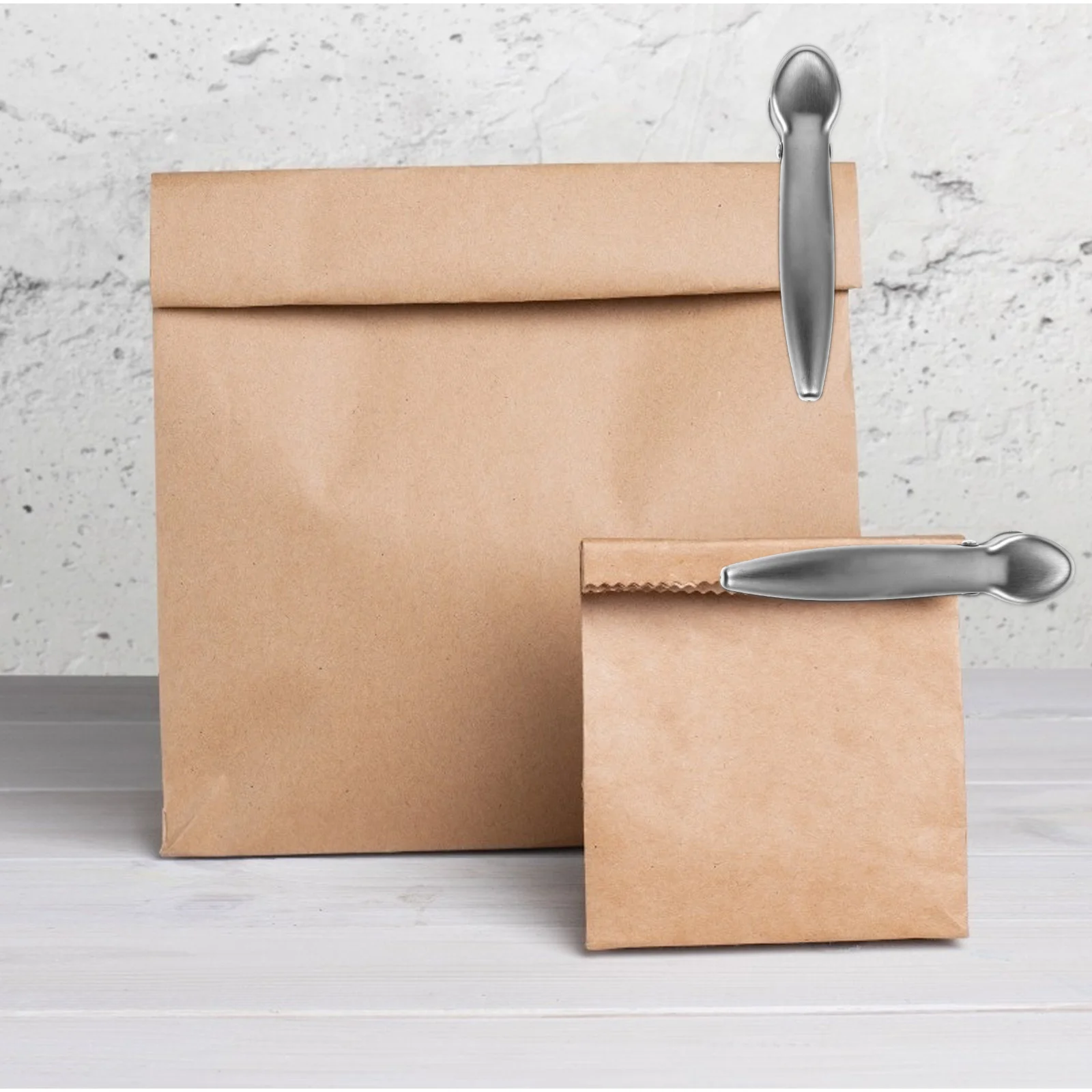 

10pcs Stainless Steel Bag Clips Rustproof Reusable For Kitchen Pantry Storage Silver Sealing Tools Clips For Sealing Bags