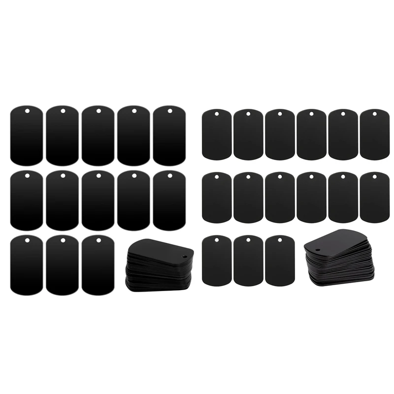 50 Pcs Metal Stamping Blanks Black For Stamping, Engraving Blanks Aluminum Stamping Blanks Keychain Blank Dog Tag Easy Install