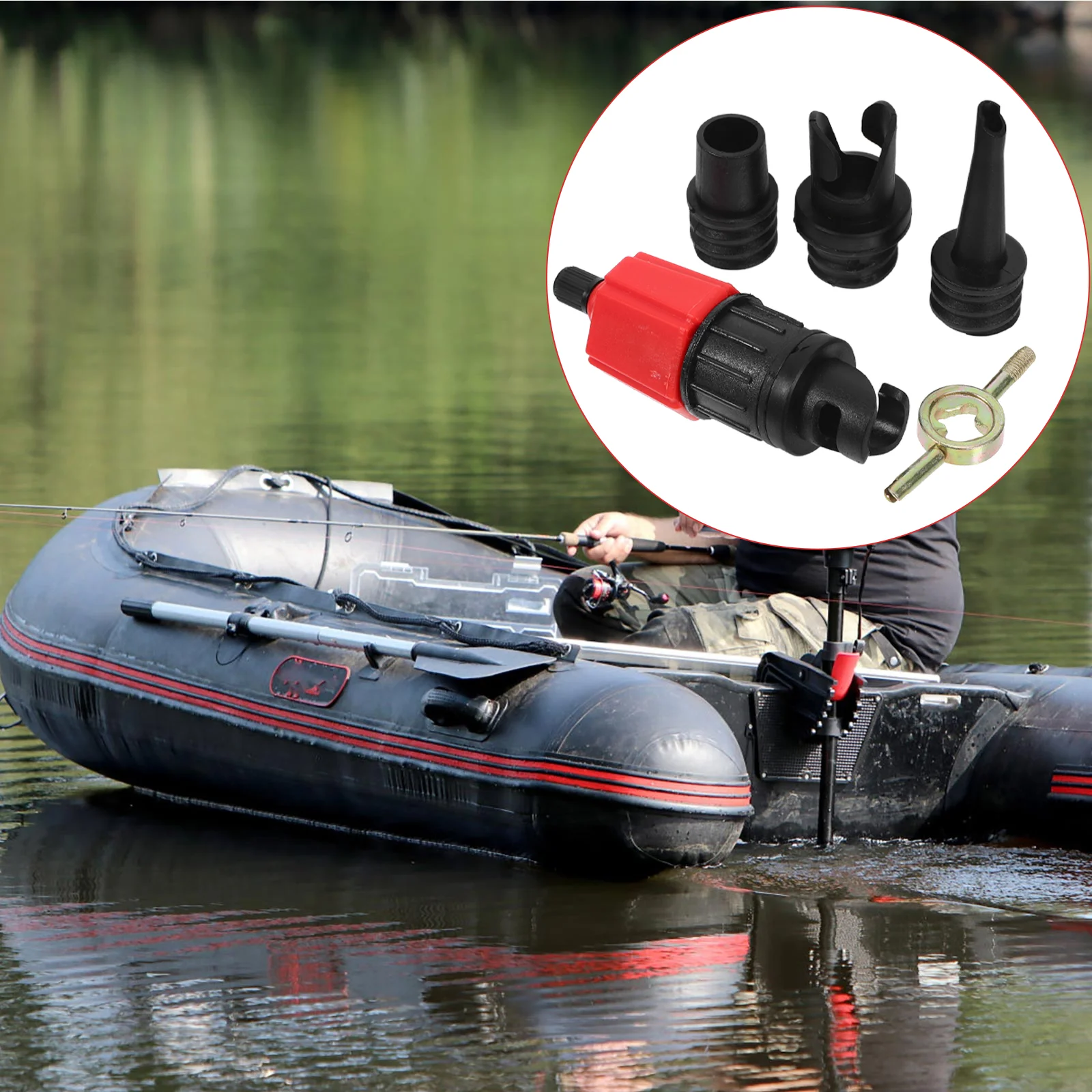 

Rubber Boat Portable Air Compressor Inflatable Valve Adapter Pump for Car Tires Inflator