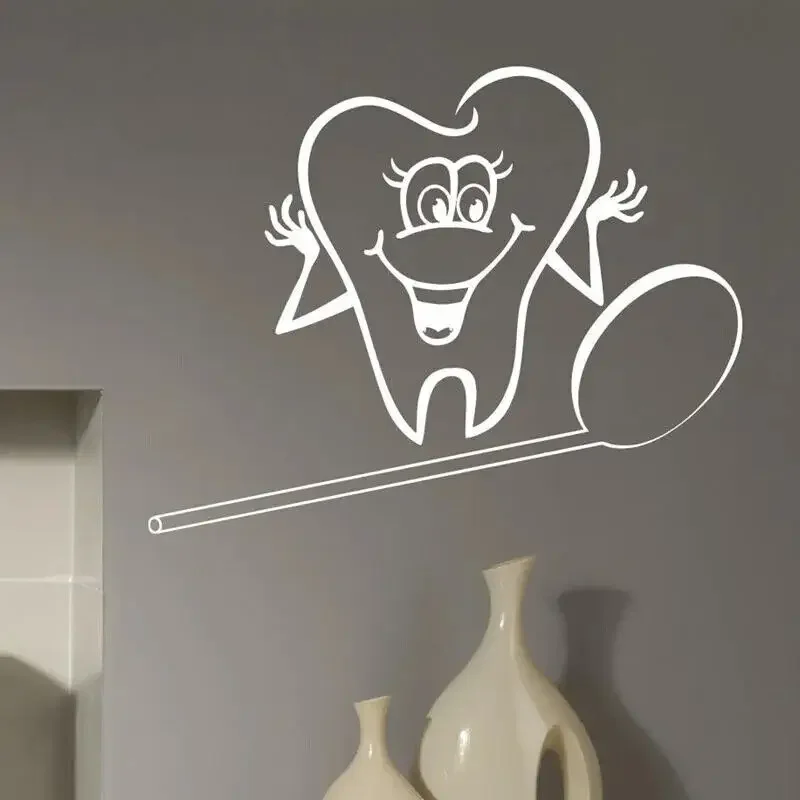 Adesivo de Parede de Dentes para Dentista, Adesivo de Vinil Artístico, Quadro Decorativo de Parede, Adesivo Mural, Decoração de Vitrine de Loja de Dentes L690