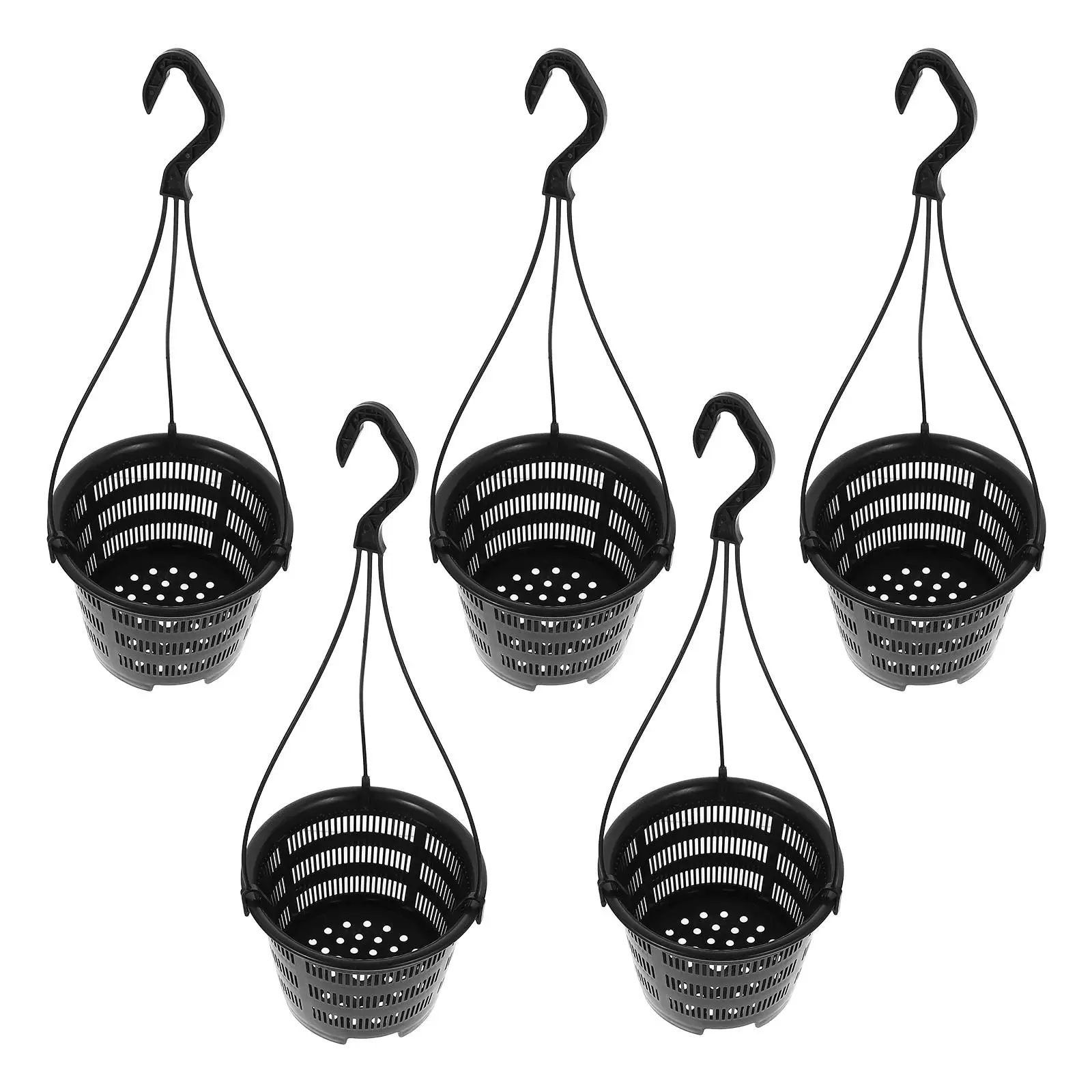 5 Sets Orchid Hanging Pot Terrarium Decorative Plants Basket Pots Plastic Flowerpot with Hook Pendant