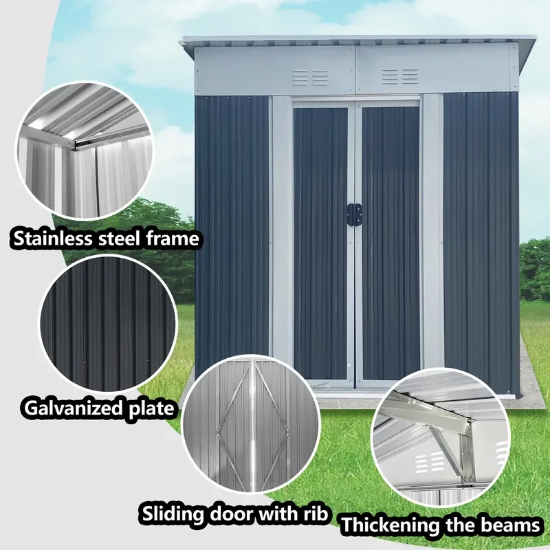 Modular Metal Pet House Outdoor Garden Shed Balcony Storage Utility Room Courtyard Tool Organizer - view 3