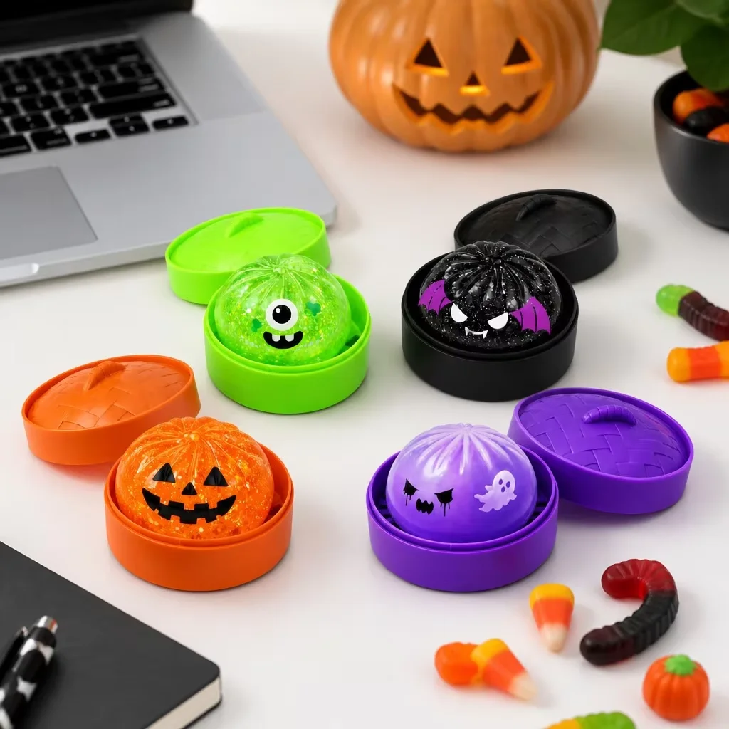 Halloween Purple Ghost Bun Pinch Fun Food Stress Relief Toy Pack 8.5CM Soft Rebound Cute and Fun Styling Stress Relief Toy