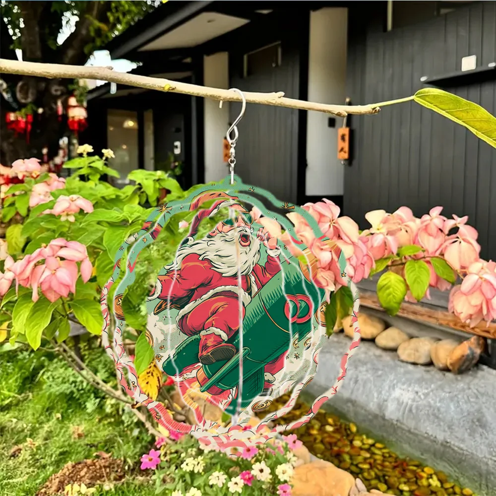 A Christmas Spinning Windmill Decoration, a Creative Home Metal 3D Wind Chime with a 449° Infinite Rotation Hook