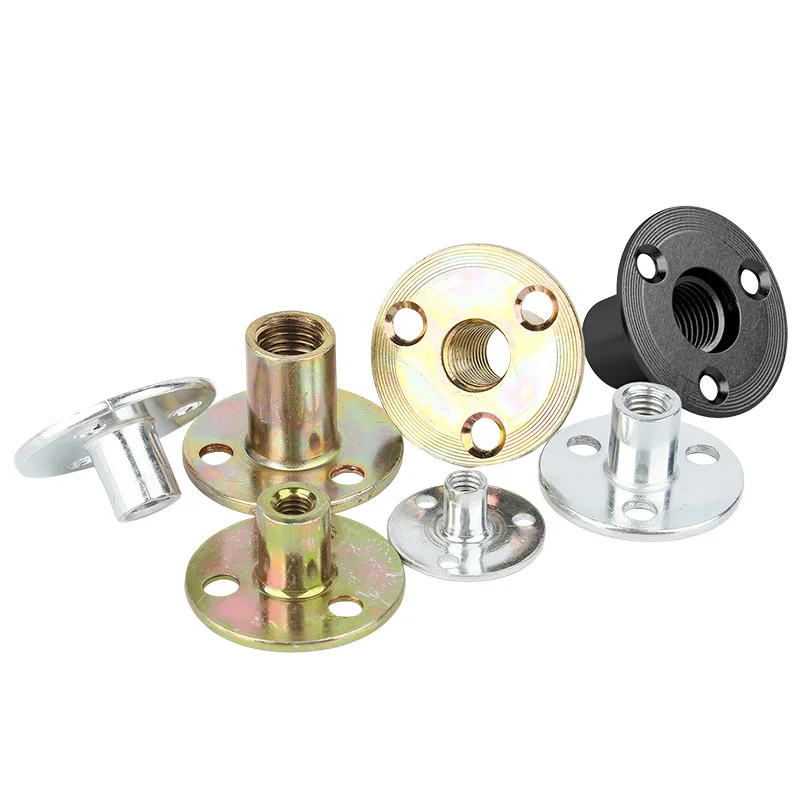 M6 M8 M10 M12 Carbon Steel Iron Plate Nut Three-hole Flange Nuts Coupling Thread Fastener Lock Sofa Furniture Accessory T Nuts 6