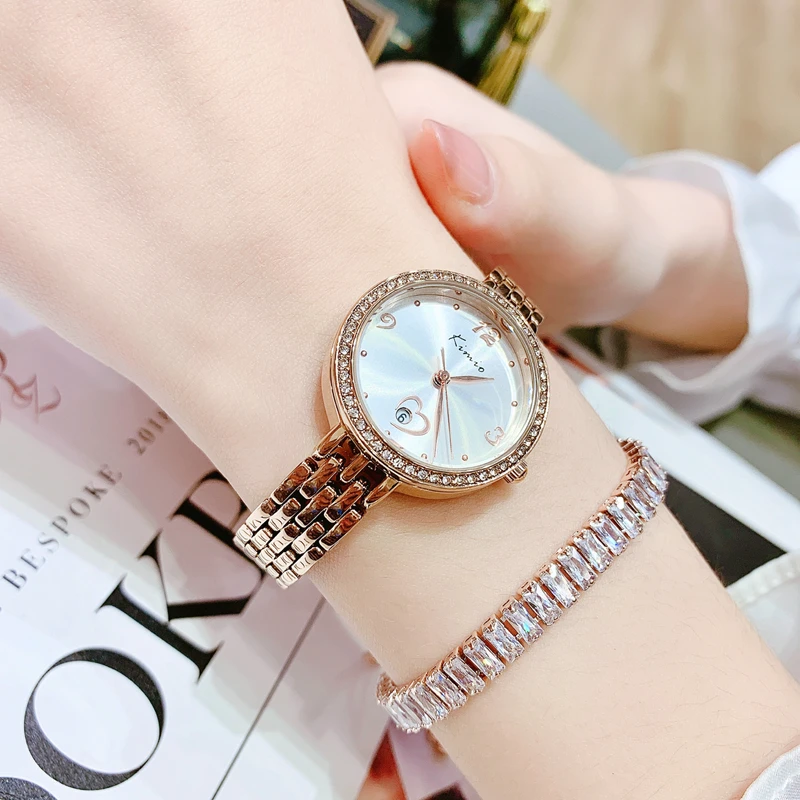 Kimio Women Watch Waterproof Ladies Love Dress Watch for Women Rhinestone Crystal Barcelet Watches Quartz Clock Dropshipping