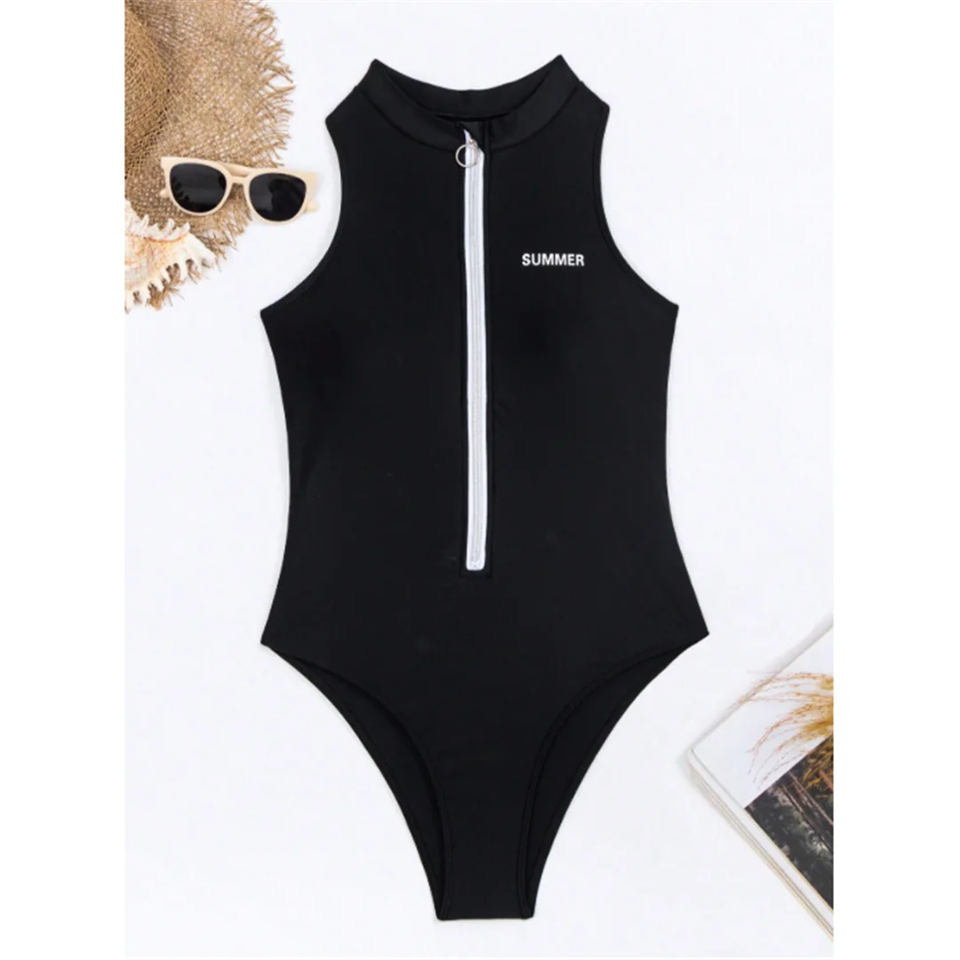 XS - XL, mit Reißverschluss, hoch geschnittene Beine, einteiliger Badeanzug, Damen-Badebekleidung, Damen-Monokini, gepolsterter Badeanzug, Badebekleidung, Badeanzug, Sommer, V7880 – Detail 8