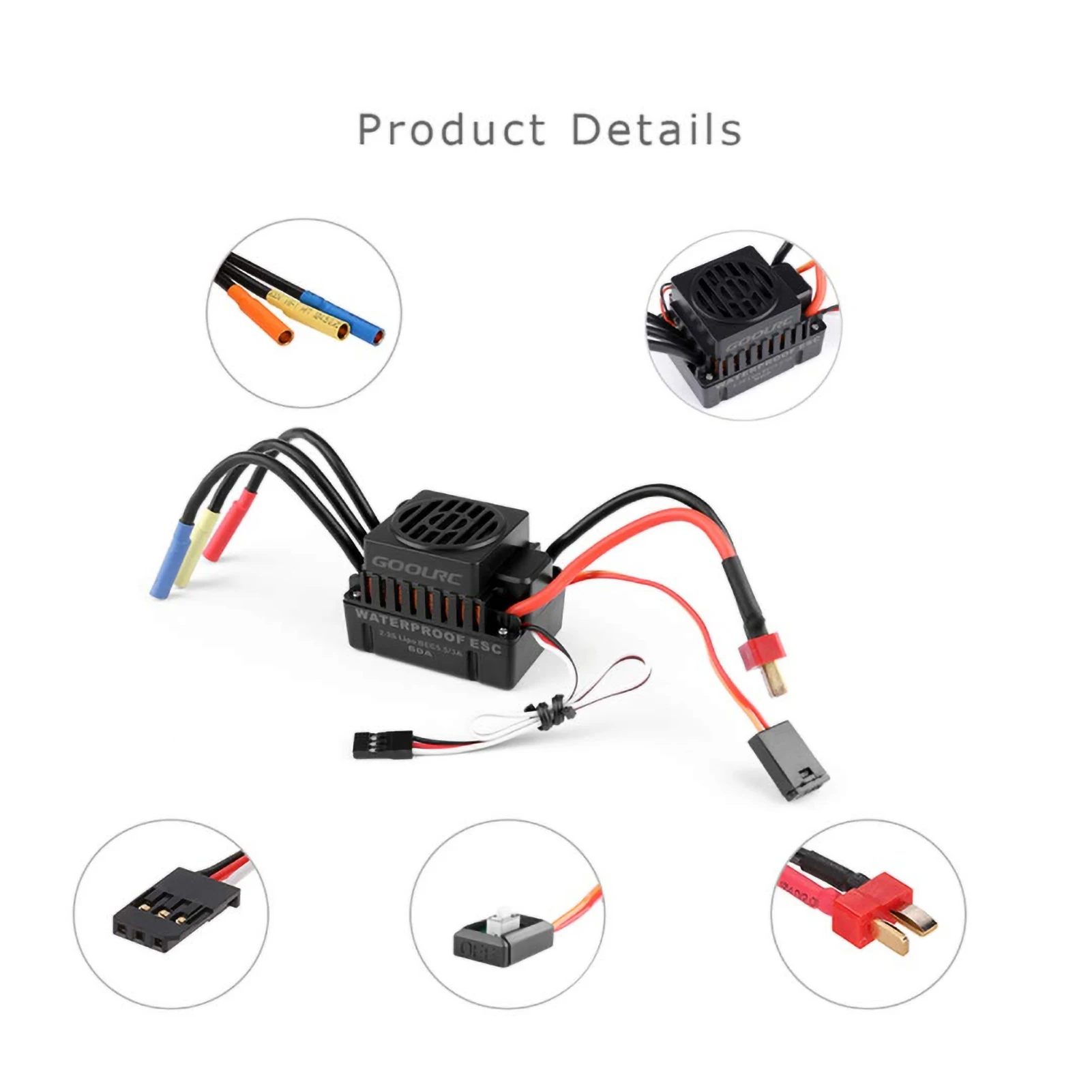 GoolRC ترقية محرك بدون فرشاة مقاوم للماء 3650 3900KV مع مجموعة كومبو 60A ESC لشاحنة سيارة RC 1/10
