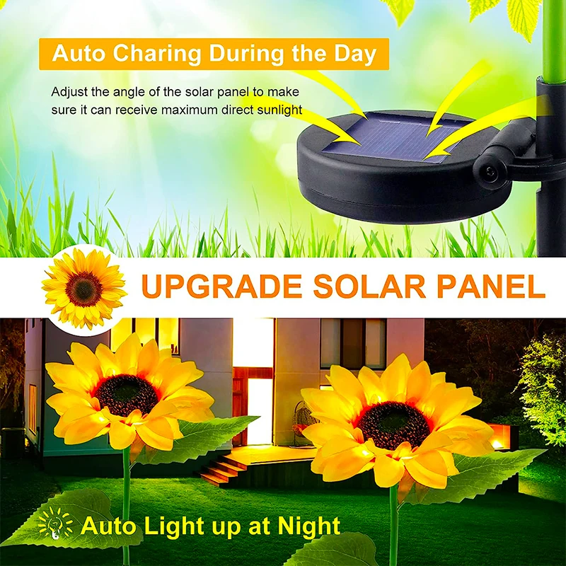 Solar Sonnenblumen Lichter Outdoor Garten Pfahl Lichter wasserdicht LED solar betriebene Blumen Lichter Dekor für Terrasse Hof Weg Rasen