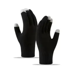 Guanti invernali caldi TouchScreen donna uomo guanti lavorati a maglia elasticizzati peluche Full Finger Sport all'aria aperta guanti da ciclismo accessori