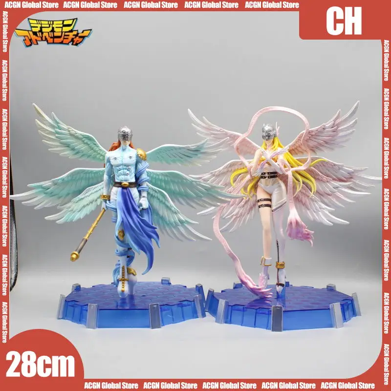 

Digimon Figure 28cm Angewomon Angemon Cartoon Anime Peripheral Figures Model Pvc Gk Statue Figurine Doll Collection Decora Toys