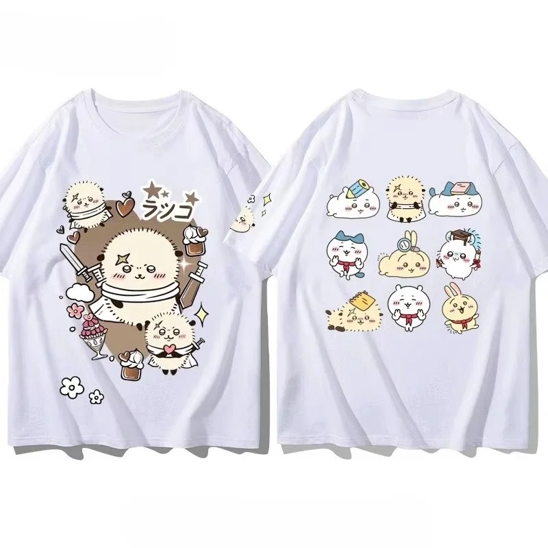 2026 Licensed Chiikawa Kurimanju Front and Back Print T-Shirt Unisex  Loose Harajuku Kawaii Fan Tee Men and Women