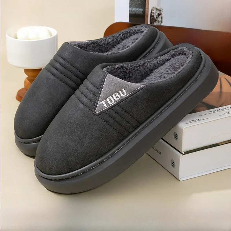 

Warm Fce Indoor Slippers Thi Bot Anti-Slip Cotton Slippers for Men Winter Home Comfortable Slippers JIFANPAUL Brand