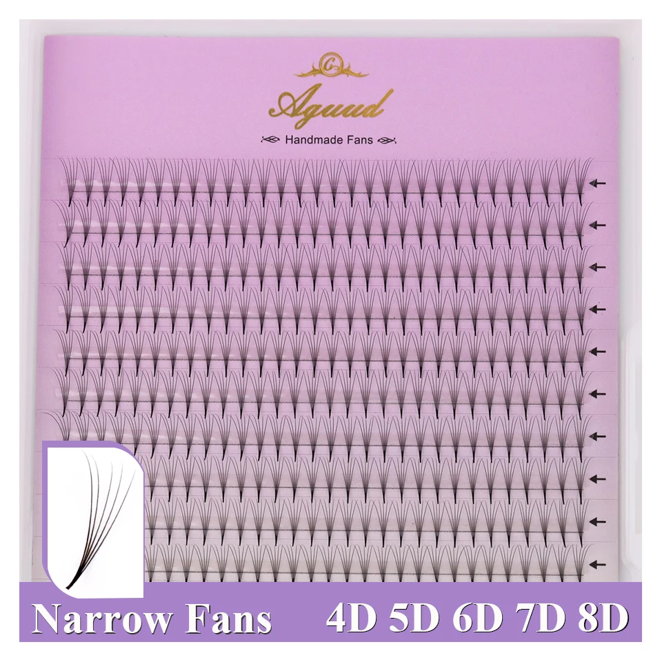 

AGUUD New Super Narrow Fans Lashes Premade Fans Eyelash Extension Thin Pointy Base Russian Volume Lash Premade Narrow Fan Makeup