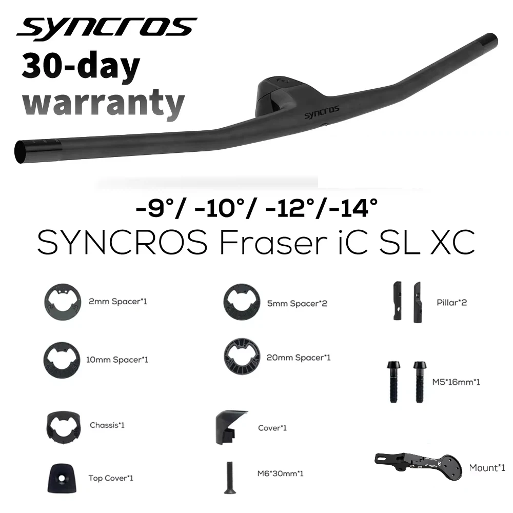 SYNCROS FRASER IC SL XC Para Quadro Sparks 50/60mm -9 ° -10 ° -12 ° -14 Guidão MTB em Fibra de Carbono Integrada, Cockpit Integrado em Fibra de Carbono SYNCROS FRASER IC SL XC Para Quadro Sparks 50/60mm -9 ° -10 ° -12 ° -14 Guidão MTB em Fibra de Carbono Integrada, Cockpit Integrado em Fibra de Carbono