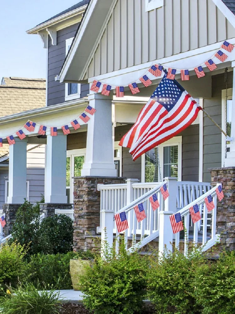24pcs/set US American String Flag Banner for Patriotic Events 4th of July Independence Day Supplies Sport Bar Bunting Decor