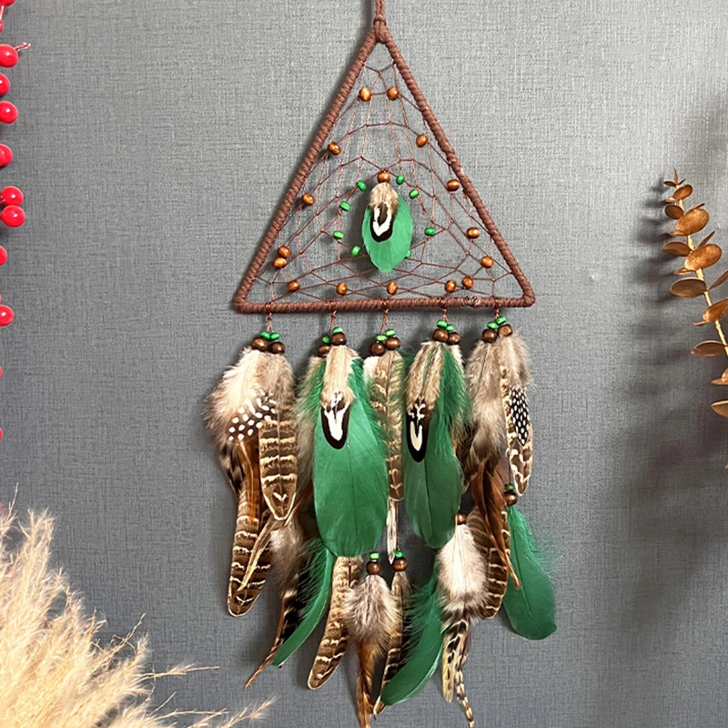 Handmade Boho Dream Catcher Triangle Wind Chimes Wall Hangings For Living Room Bedroom Birthday Christmas Gifts Home Decorations