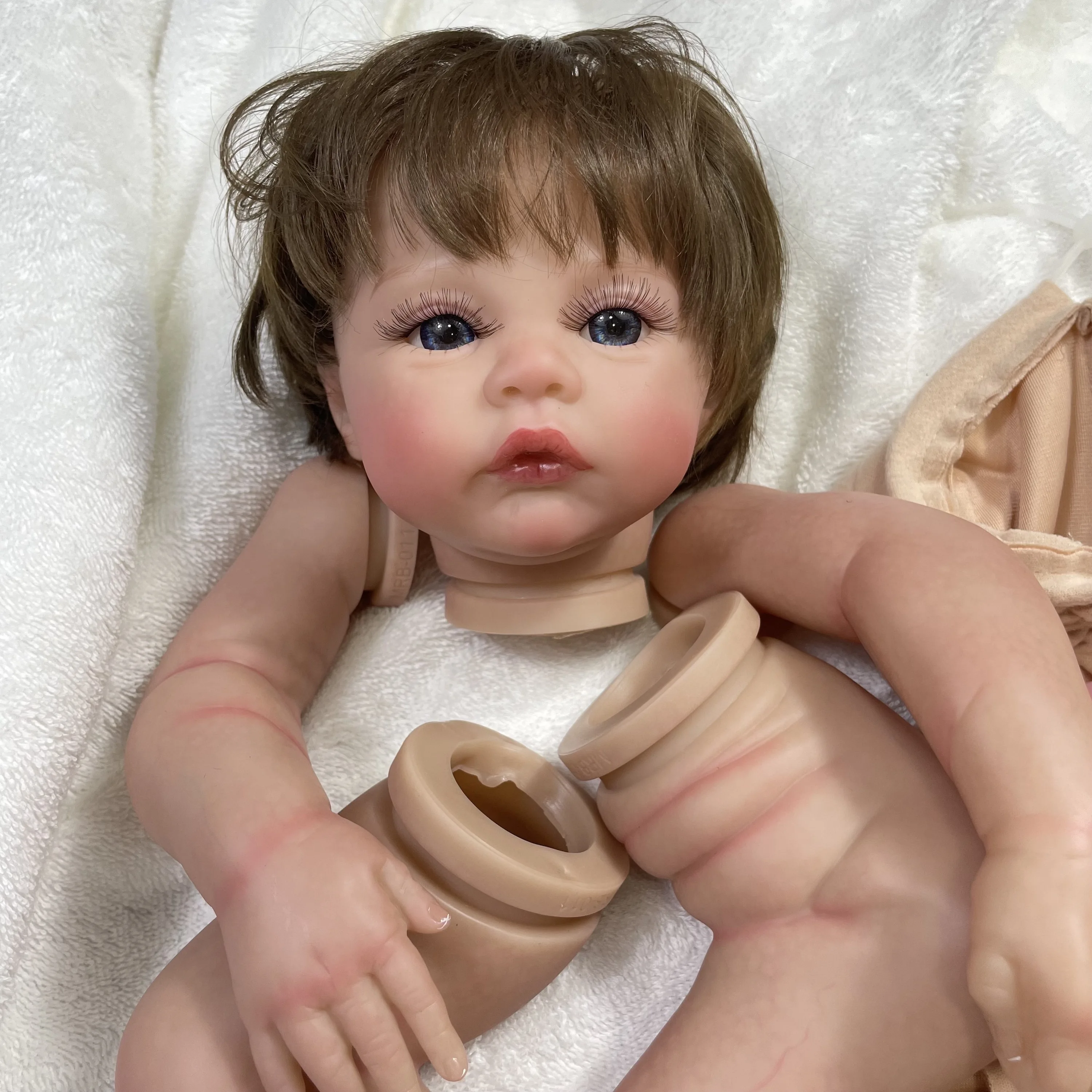 17Inch Already Painted Reborn Doll Kit Meadow With Hair Transplant 3D Skin Visible Veins Handmade Doll Parts Cloth Body Included