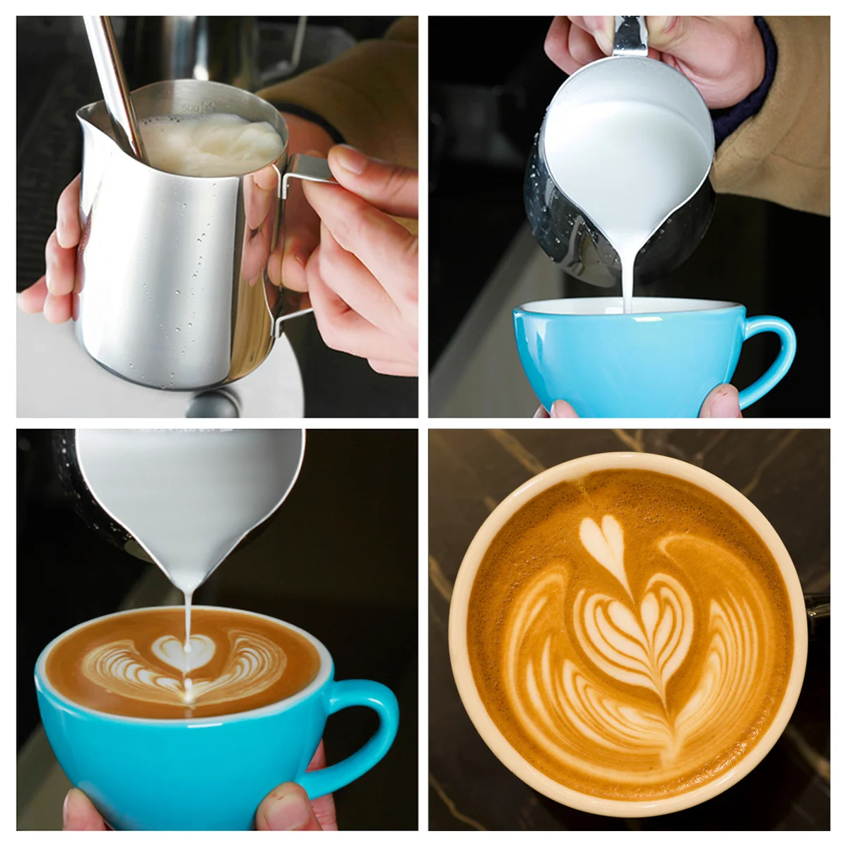 

1pc Stainless Steel Milk Frothing Cup 200Ml Silver For Latte Art Cappuccino Coffee Pitcher Home Kitchen Dishwasher Safe