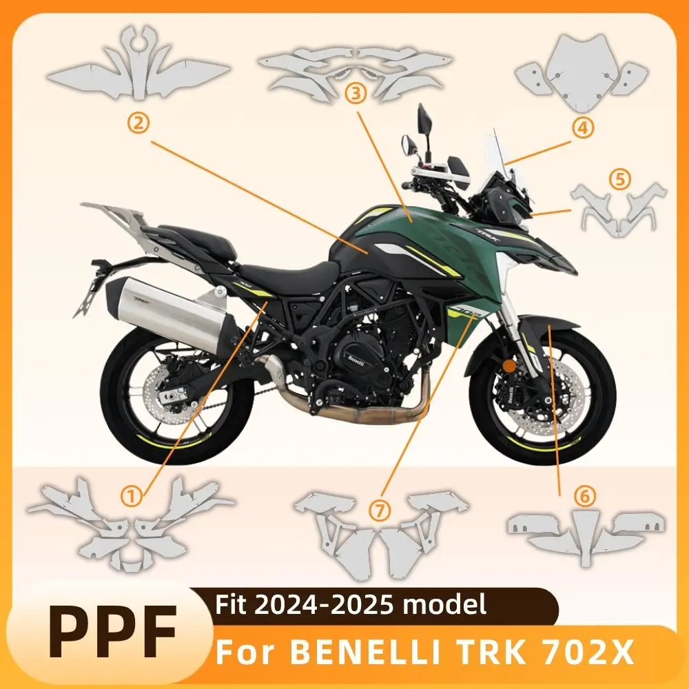 

For Benelli TRK 702X 2025 2024 Clear High Gloss TPU PPF Film Self-Healing Paint Protection Kit Anti-Scratch Motorcycle BodyCover