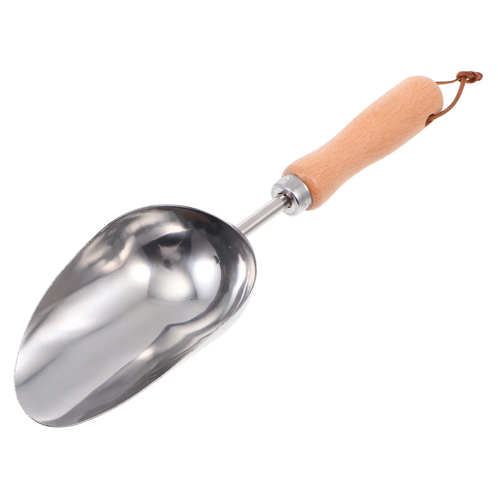 1Pcs Multi-Purpose Gardening Shovel Stainless Steel Blade Wood Handle for Planting Transplanting Soil Digging Loosening Weeding