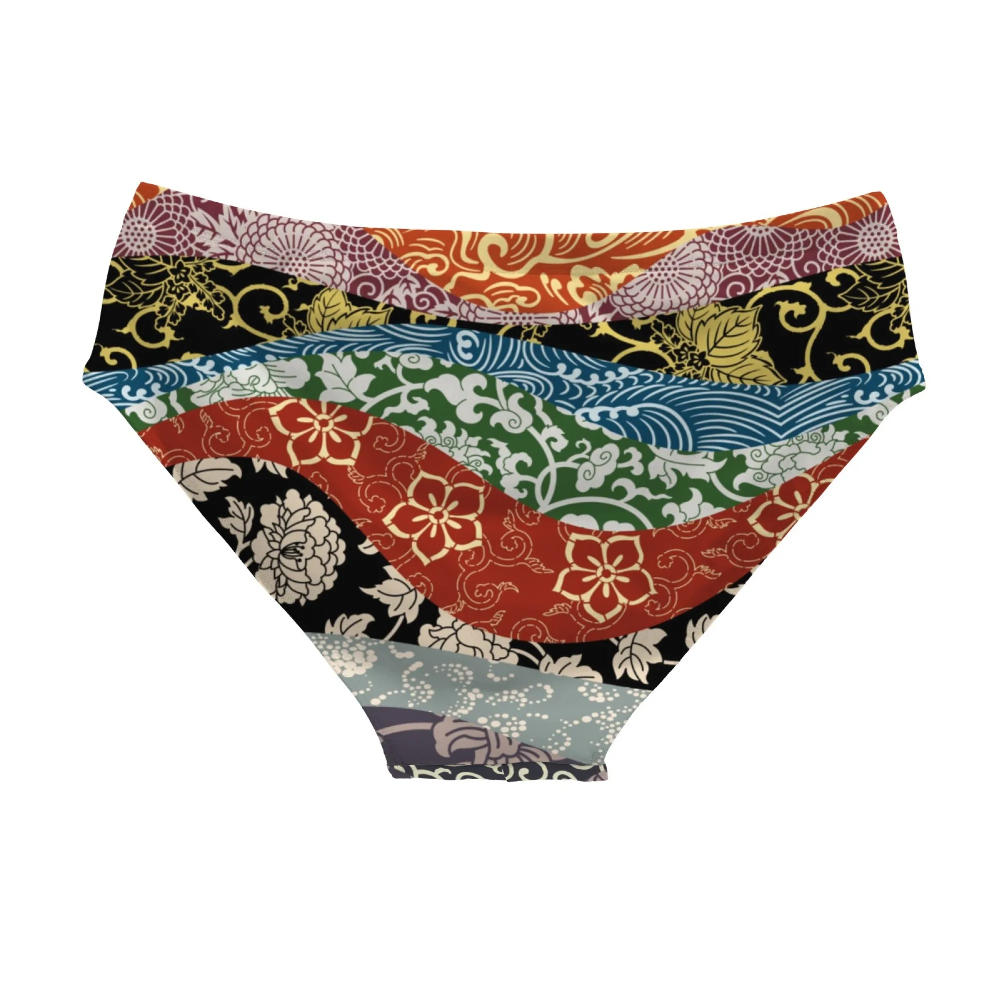 Japanese Traditional Print Swimming Trunks Sexy Men's Briefs Swimwear Retro Fashion Beach Surf Shorts Men's Bikini Swimsuit