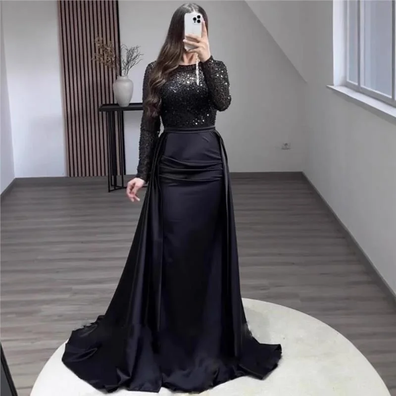 Ele Satin or Rose Fi queue robe pour hôte année fin dîner Par longue perlée Dr luxe chic Sle Design européen