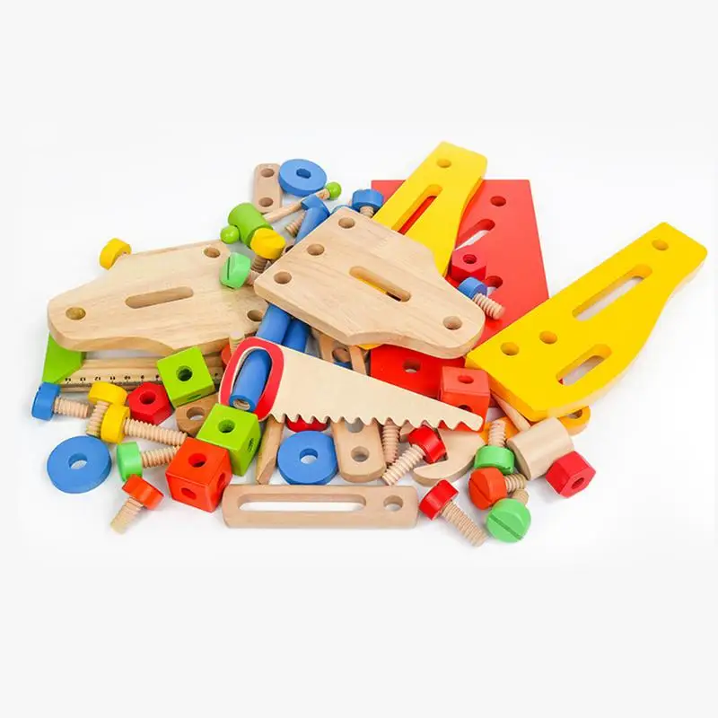 Kinder Holz Toolbox Pretend Play Set Pädagogisches Montessori Spielzeug Mutter Demontage Schraube Montage Simulation Reparatur Schreiner Werkzeug