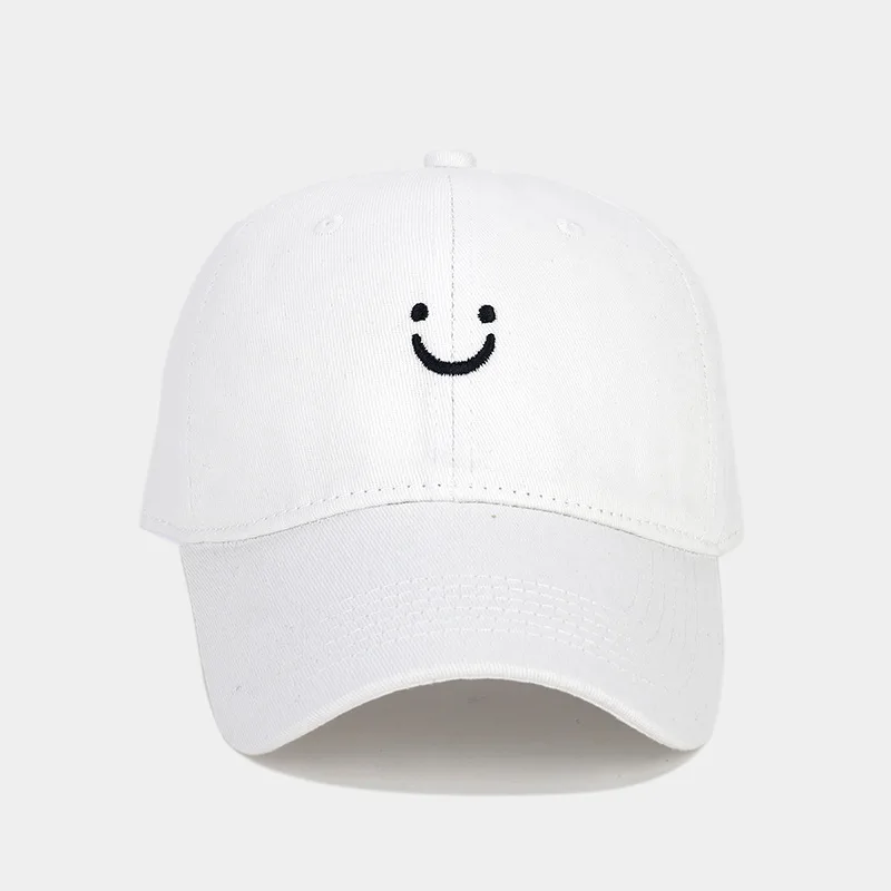 Smiley Face Trucker Hat Washed Dad Hat dla mężczyzn kobiety śliczne czapki z daszkiem niestrukturalny uśmiech haftowany kapelusz