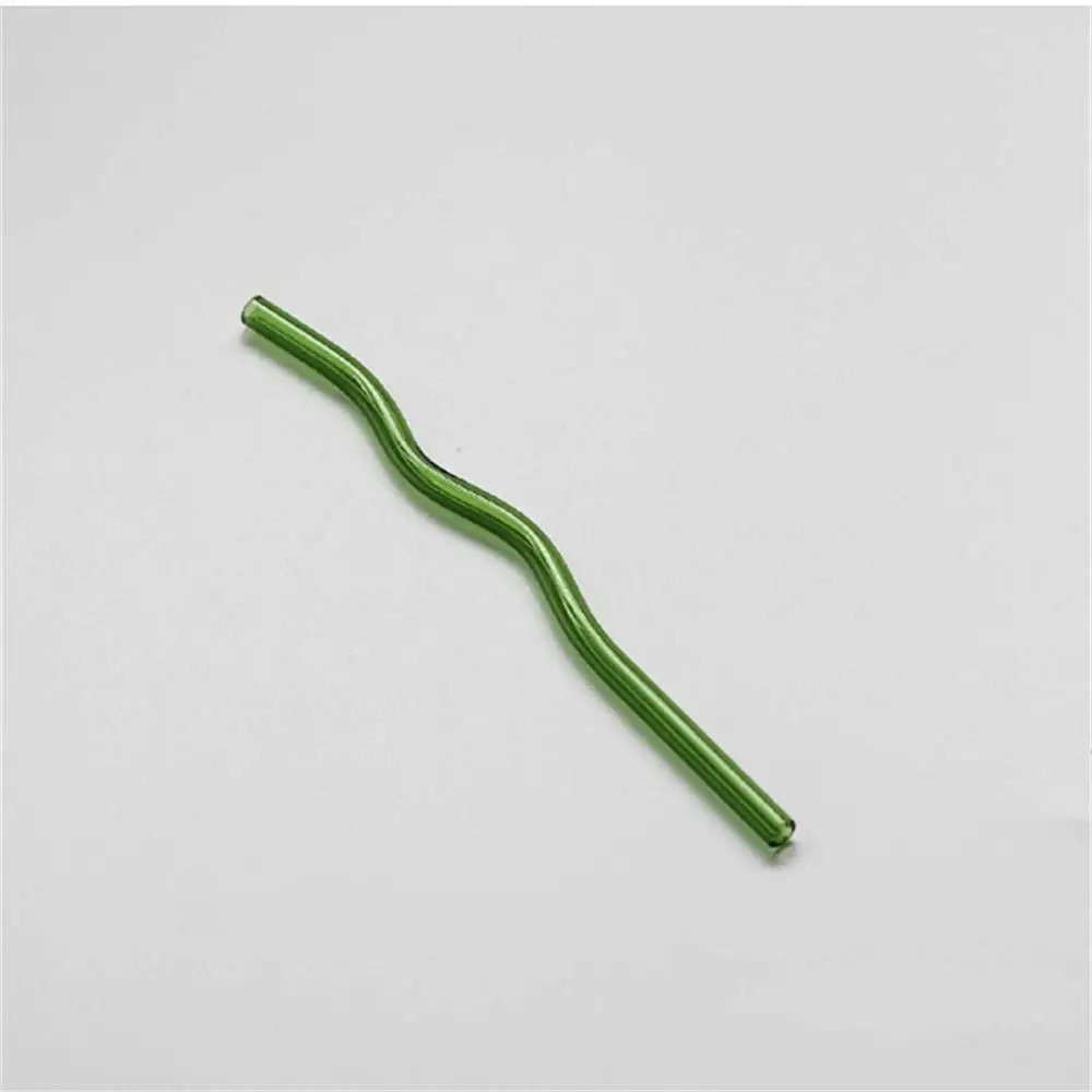 القش الزجاجي عالية البورسليكات كبيرة على شكل موجة الحليب المشروبات القش ثلاثي الاتجاه شكل منحني زجاج إبداعي ماصة أدوات المائدة