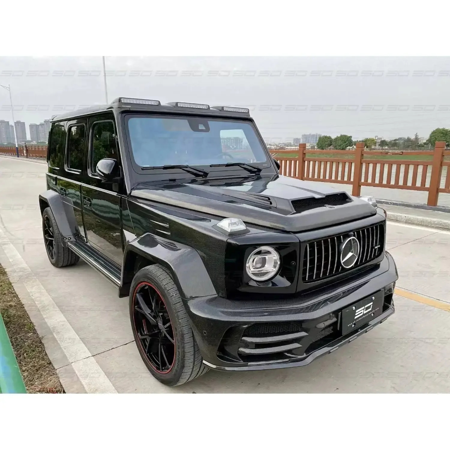 Perfect Fitment M Style Dry Carbon Fiber Front Bumper Spoiler Hood For MB G-Class G63 AMG Body Kits