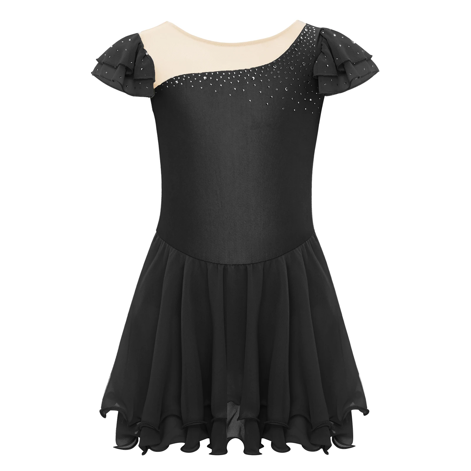 

Kids Girls Lyrical Sequins Ballet Competition Tutu Dress Shiny Dress with Built-in Briefs for Ballet Stage Performance Costumes