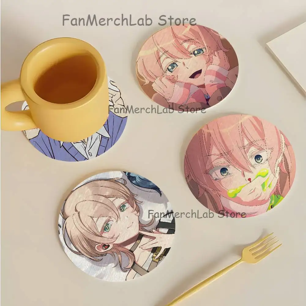 M-MILGRAMS Anime Wood Coaster Set - Heat Resistant For Tea & Coffee, Home Cafe Decor Holiday Gift