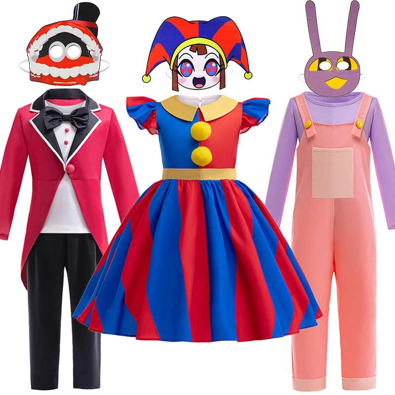 

Children Cosplay Digital Circus Pomni Jax Caine Costume Boys Girls Halloween Carnival Festival Masquerade Birthday Party Clothes