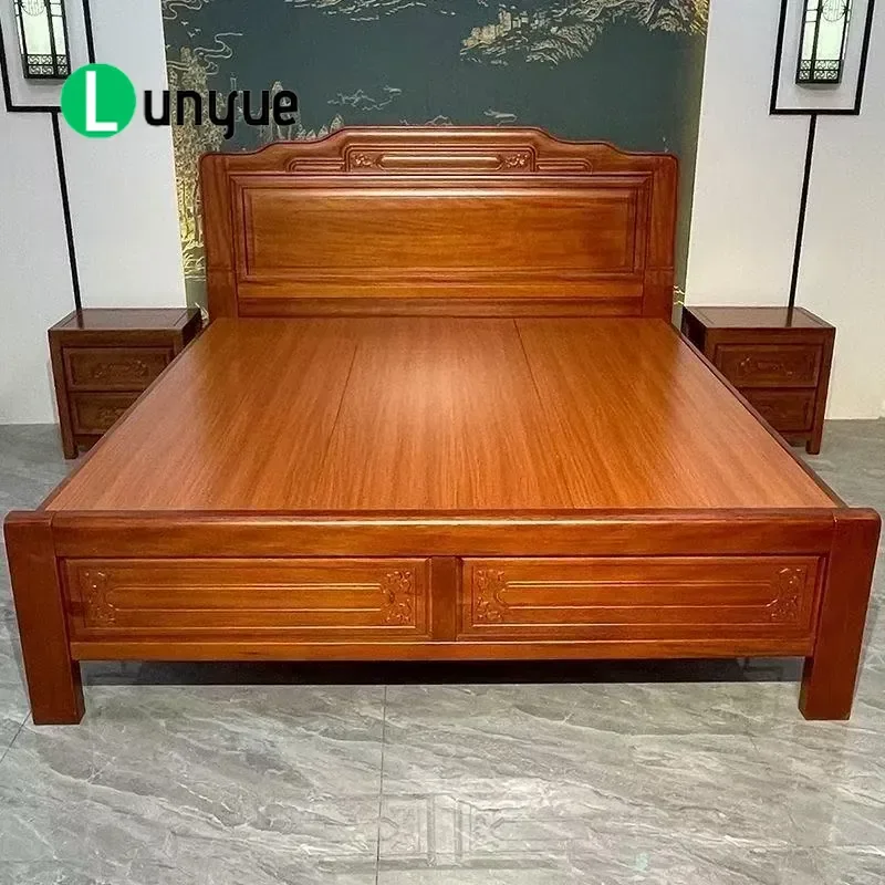 For 1.5m 1.8m Double Bed New Chinese Rosewood Solid Wood Tenon Mortise Structure Ming Qing Classical Style Bedroom Furniture