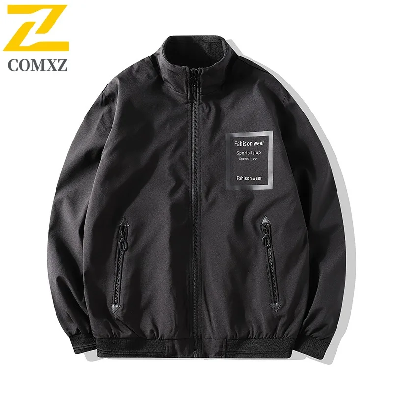 

COMXZ уличная куртка с бейсбольным воротником для мужчин, повседневная дорожная ветрозащитная мотоциклетная куртка для отдыха, повседневный стиль, удобные осенние пальто