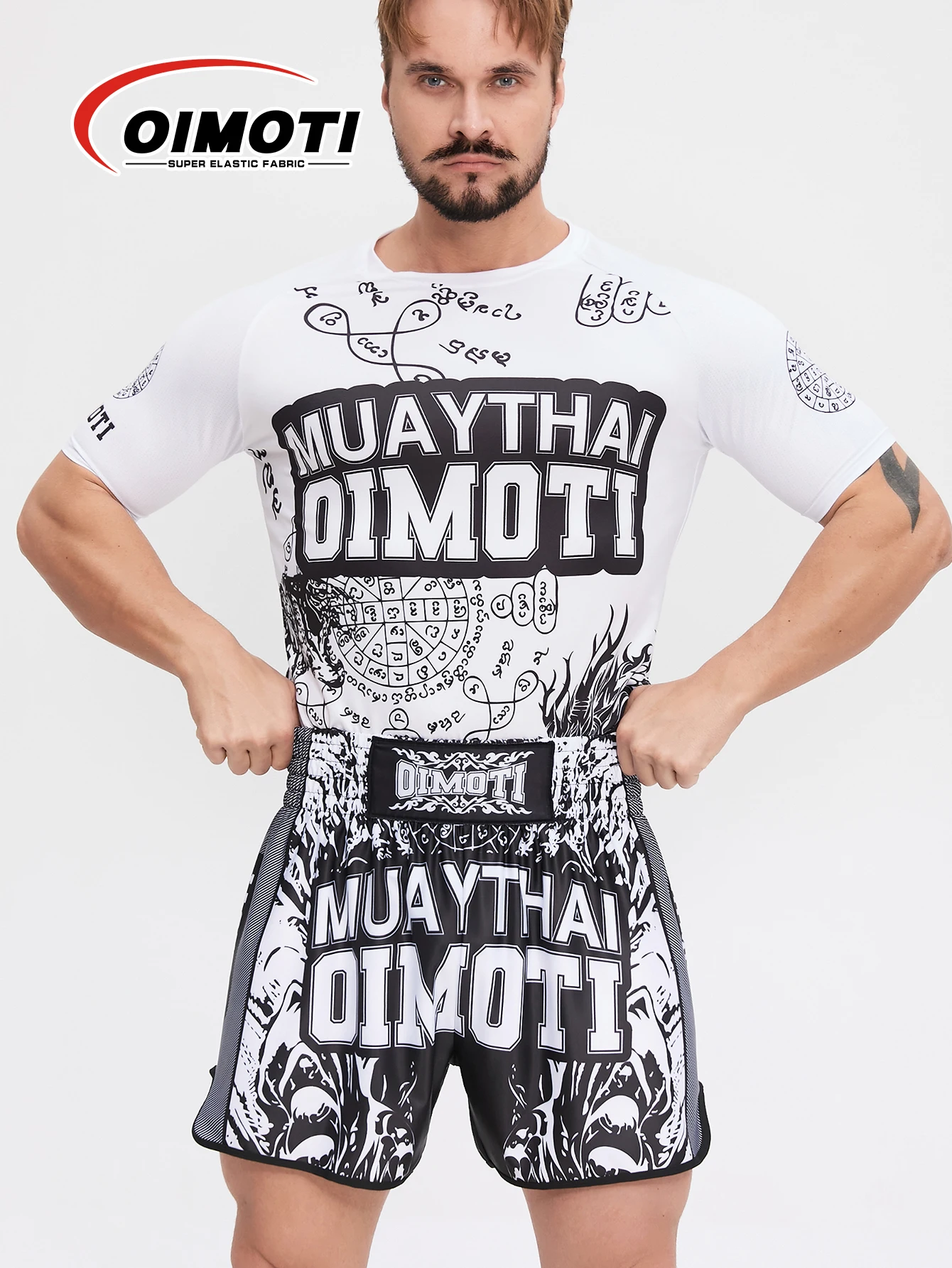 

Men's High Elasticity Fitness Sport Suit Quick Dry Breathable Boxing Training Gear Short T+Shorts Anti-Wear Compression Martial