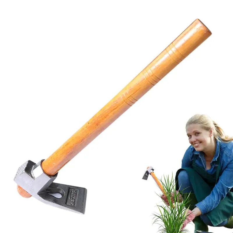 

Garden Hoe Portable Garden Combination Hoe Non-Slip Handle Corrosion-Resistant Steel Gardening Hoe Hand Tool with Wood Handle