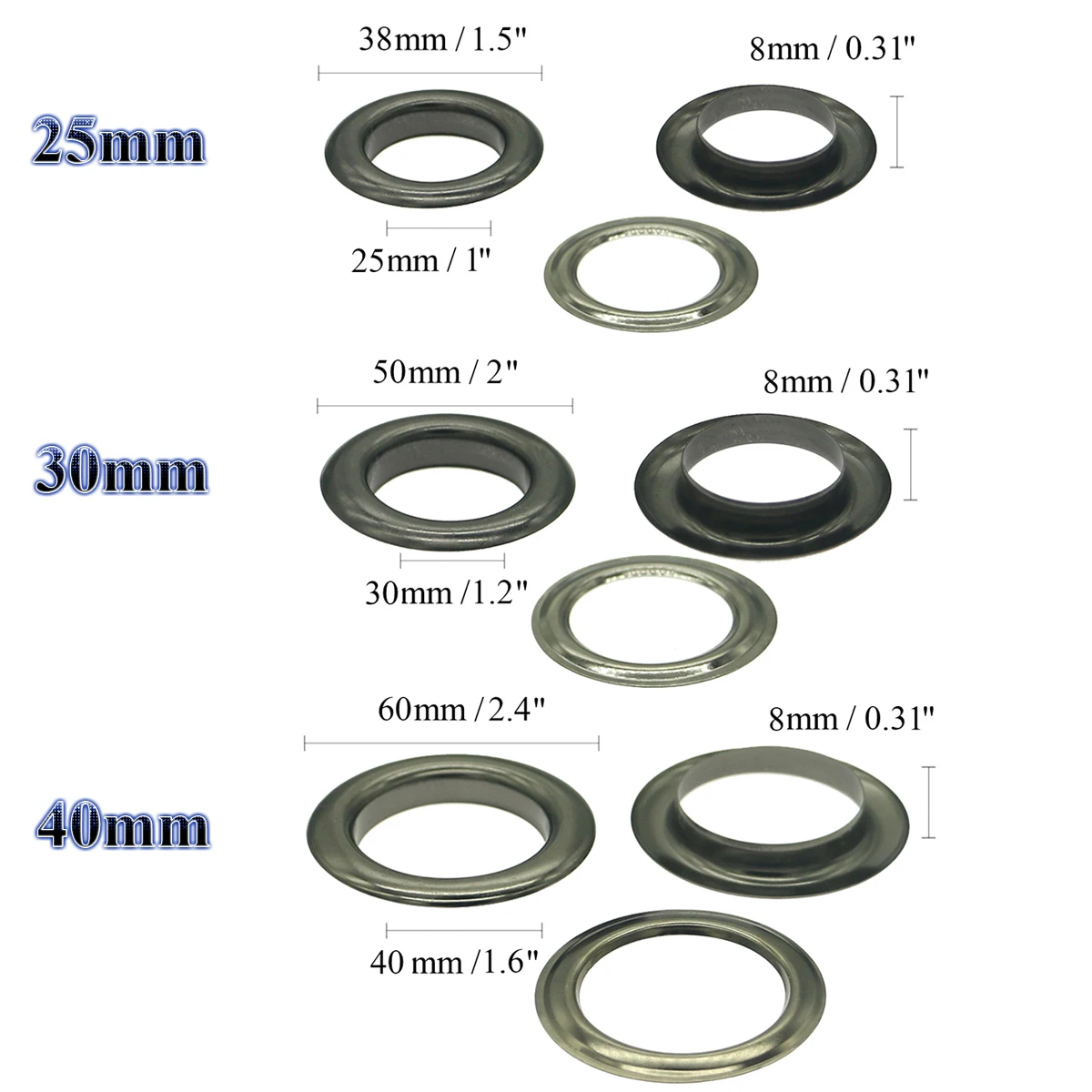 Pure Copper Large Eyelets 25|30|40mm Inner Diameter Press for Eyelets Eyelets for Curtains Awnings Handbag Grommets Metal Brass