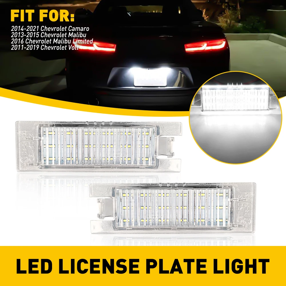 2Pcs Car License Plate Light LED Number Lamp Bulb For Chevrolet Camaro 2014-2021 Malibu 2013-2015 Limited 2016 Volt 2011-2019