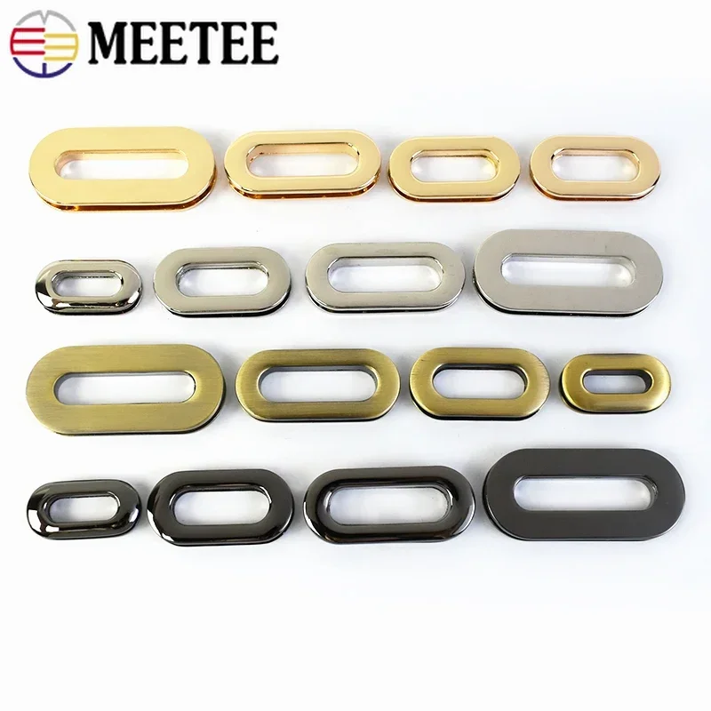 Meetee 4/10/20Pcs Metal O Ring Eyelet Buckles Oval Eyelets Clasp Handbags Strap Round Hole Hang Buckle DIY Bag Parts Accessories