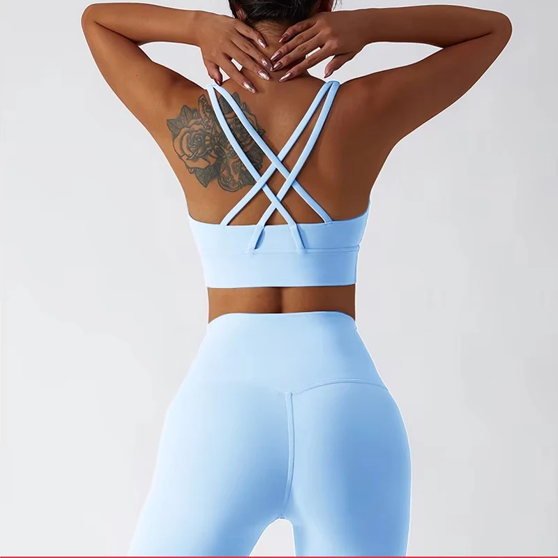 Women's Sports Set Yoga Clothing Gym Suit for Fitness High Waist Running Pants Sport Bra Workout Sportswear 2Pcs Piece Female