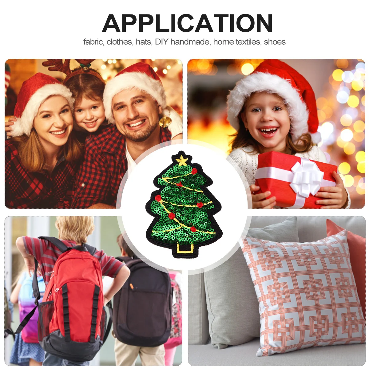 

10Pcs Christmas Tree Patches Sequin Embroidery Glitter Sew on Appliques for Clothing Decorations Supplies Green