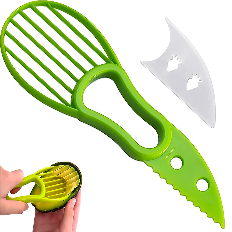 

Avocado 3 In 1Slicer Shea Corer Butter Fruit Peeler Cutter Pulp Separator Plastic Knife Kitchen Vegetable Tools Kitchen Gadgets