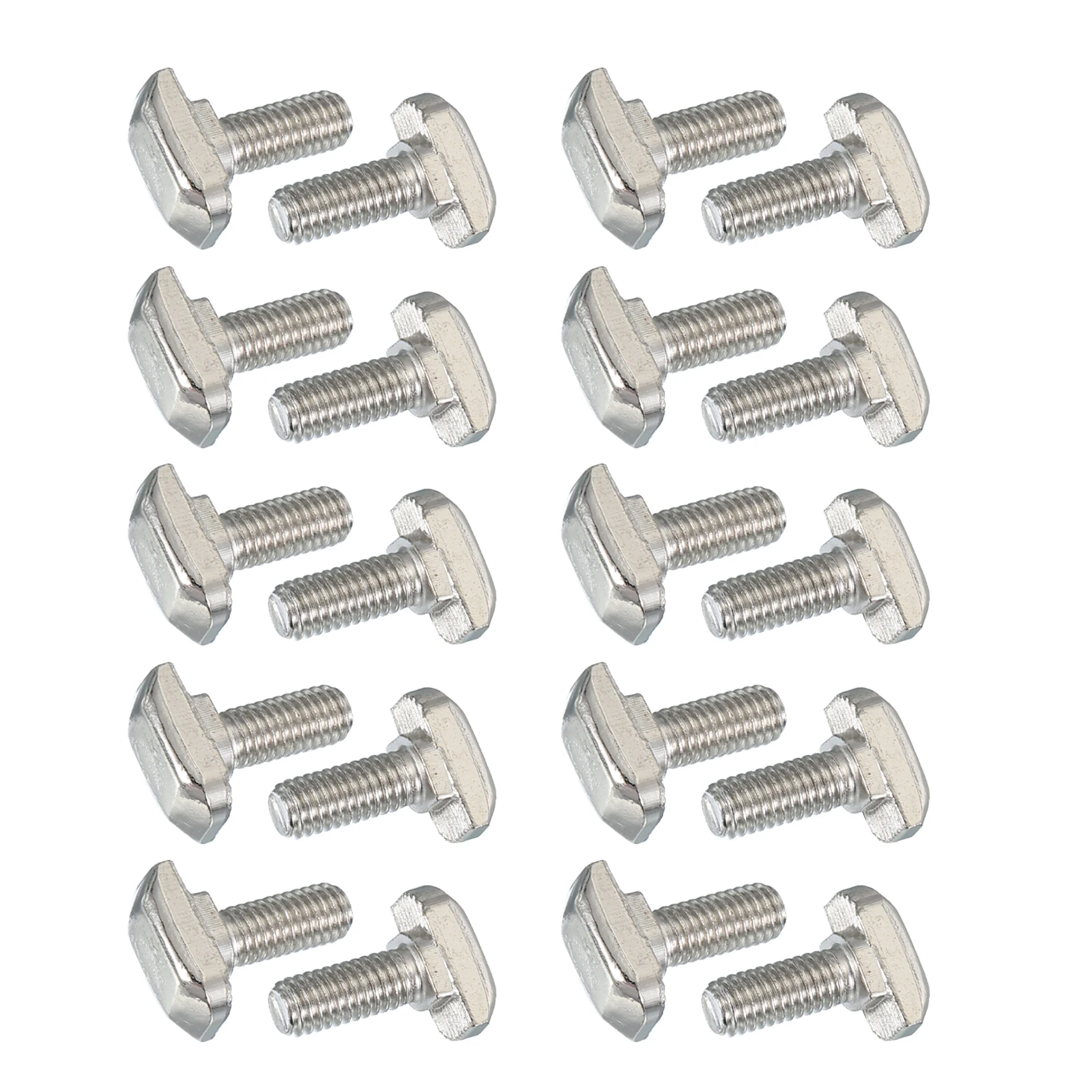 20Pcs M6 M8 T-Slot Bolts Carbon Steel Nickel Plated Square Head Screw Hexagon Head Flange Nut Set Suitable for 30 Series Silver