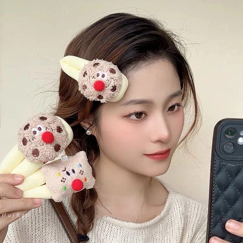 

Cute Cookie Puff Hair Clip Forehead Crushed Hair Bangs Clip Sweet Versatile Personality Large BB Clip Headwear for Women