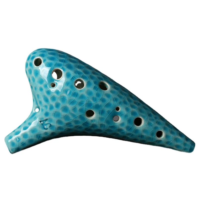 

Blue Ceramics Ocarina 12 Holes Alto C Key AC Creative Wave Pattern Ocarinas Music Flute Beginner Playing Orff Instruments Gifts