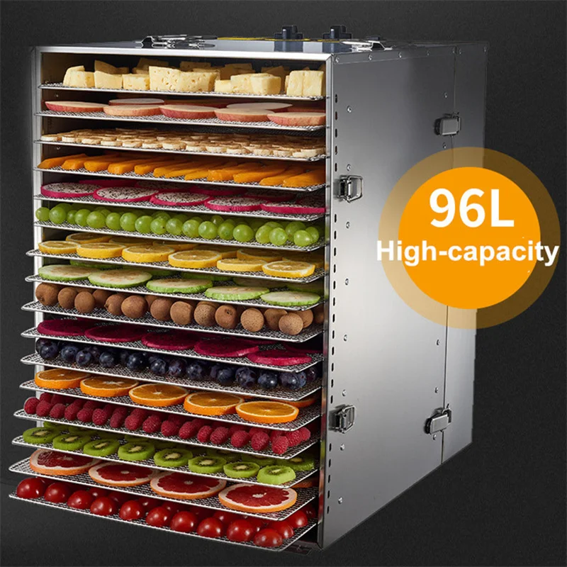 Food Dehydrator Fruit Vegetabl Drying Machine Snacks Herbs Gain Meat Food Dryer 16-Layer Stainless Steel Dry Fruit Machine