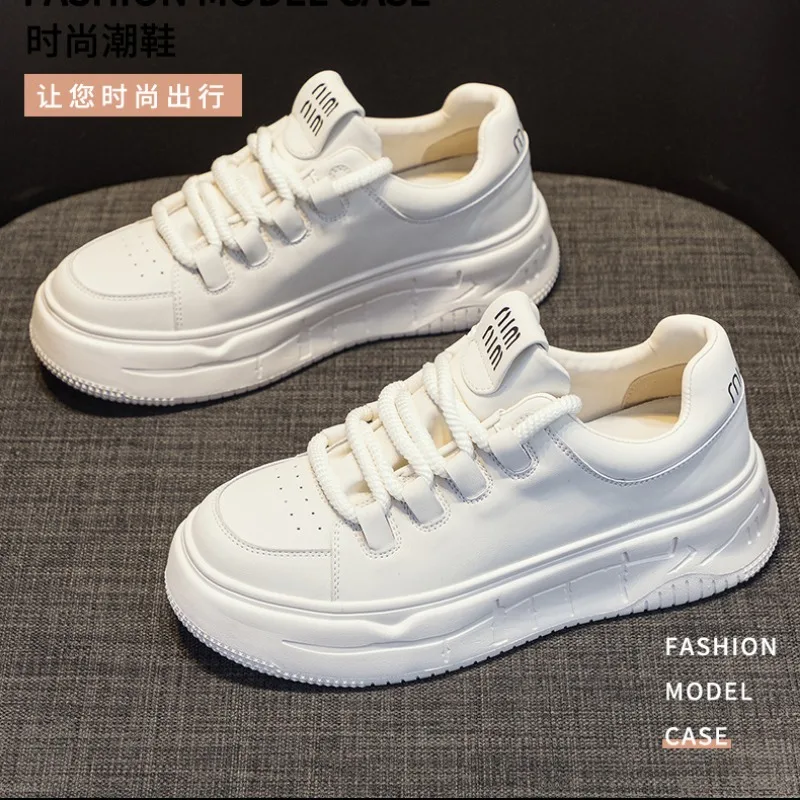 Sneakers da passeggio basse da donna in vera pelle autunno inverno scarpe Casual vulcanizzate scarpe da ginnastica da corsa con suola spessa